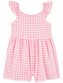 Pink - Toddler Gingham Cotton Romper