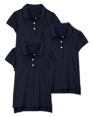 Kid 3-Pack Active Uniform Polo Shirts in Moisture Wicking BeCool™ Fabric - Navy, 