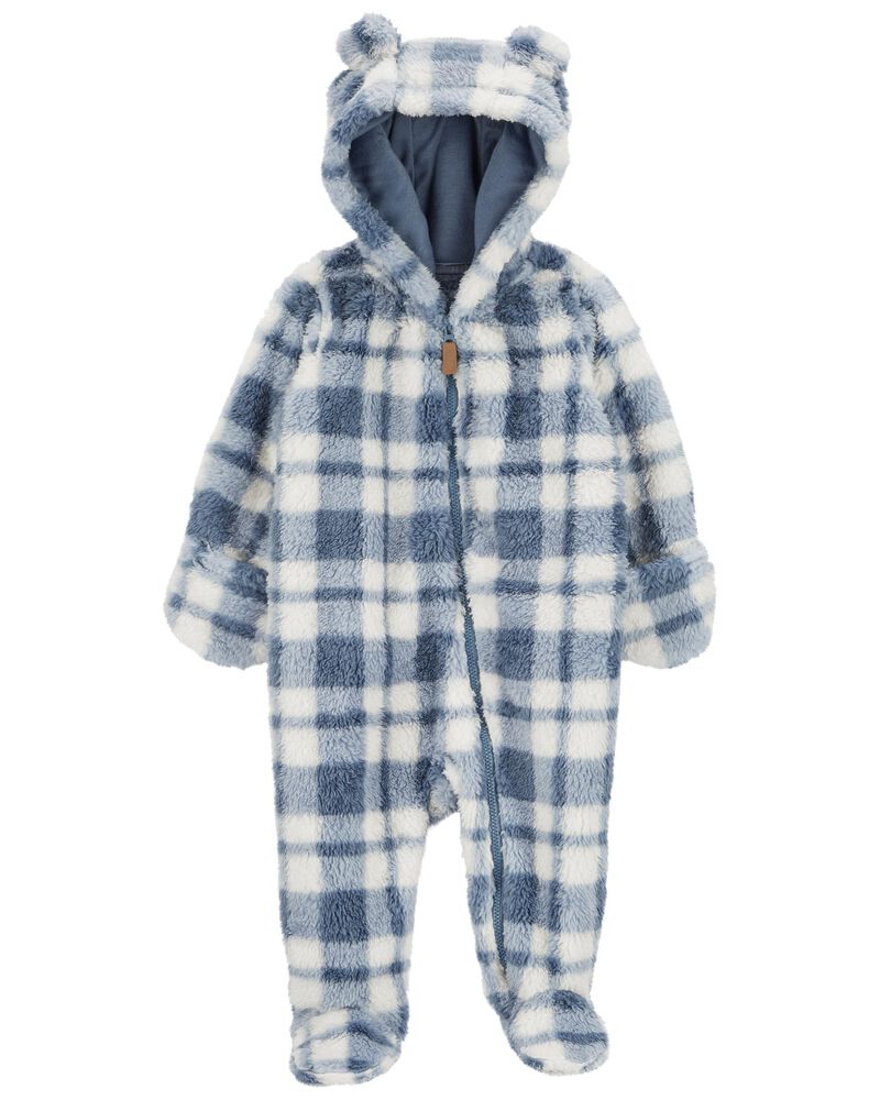 Baby Plaid Sherpa Jumpsuit, image 1 of 4 slides