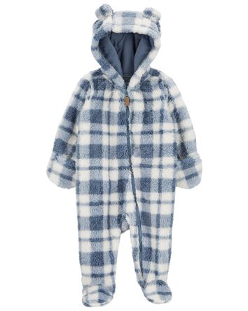 Baby Plaid Sherpa Jumpsuit, 