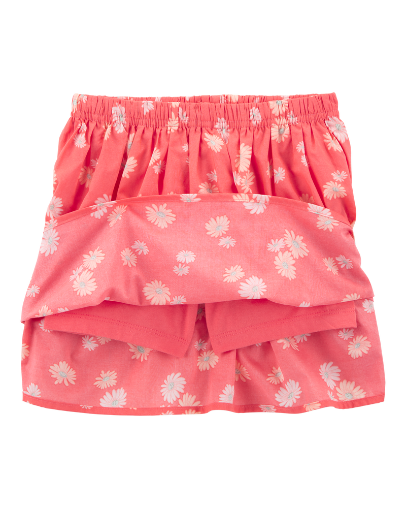 Kid 2-Piece Ribbed Tank & Floral Skort Set - Orange, image 2 of 5 slides