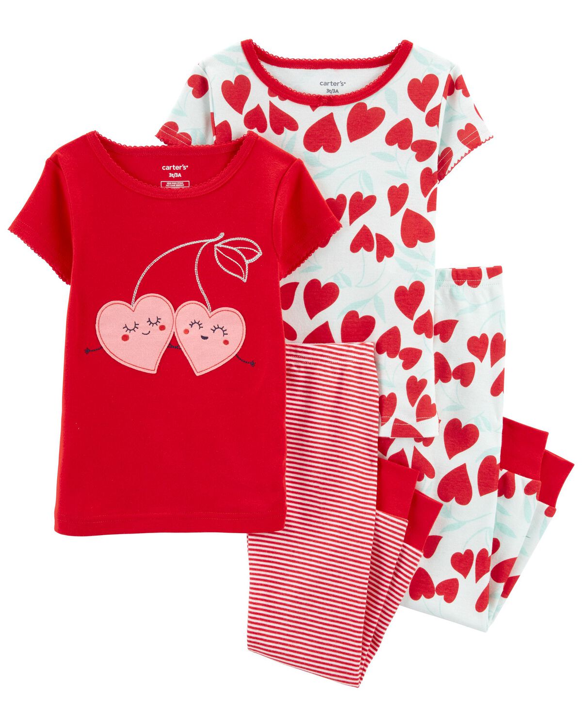 Red Toddler 4Piece Cherry 100 Snug Fit Cotton Pajamas