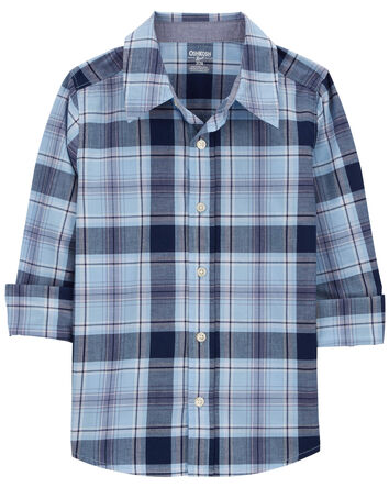 Kid 2-Piece Plaid Button-Front Shirt & Chino Pants Set, 