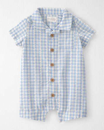 Baby Boy Seersucker Romper Made with Organic Cotton , 