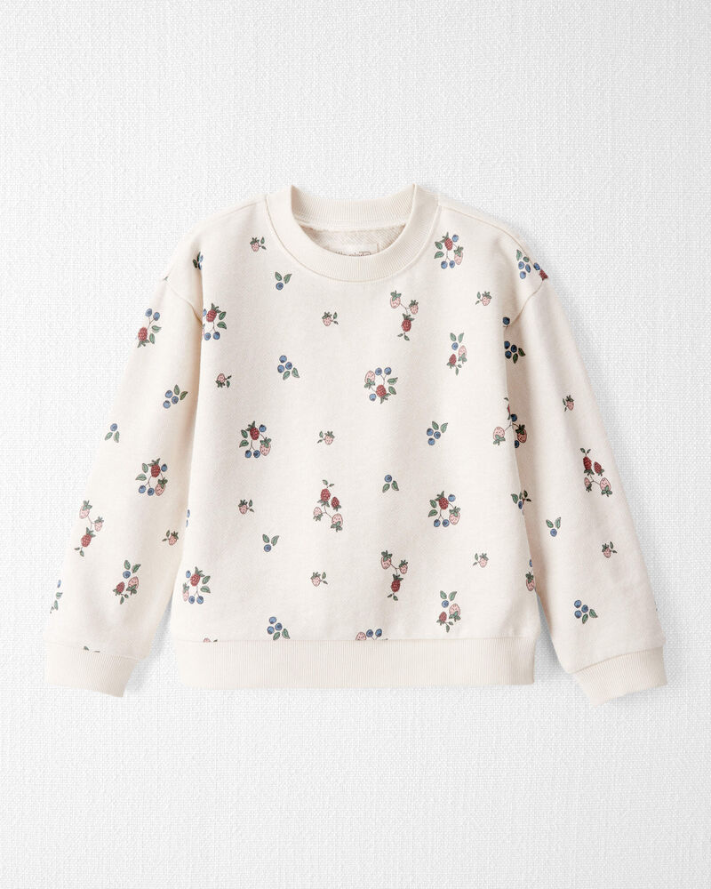 Toddler Girl Organic Cotton French Terry Sweatshirt in Berry Blossom Print, image 1 of 5 slides