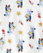 Kid Bluey Print 100% Cotton Long-Sleeve Snug Fit 2-Piece Pajamas - White, image 2 of 2 slides