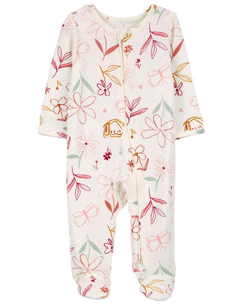 Baby Zip-Up Floral PurelySoft Sleep & Play Pajamas, 