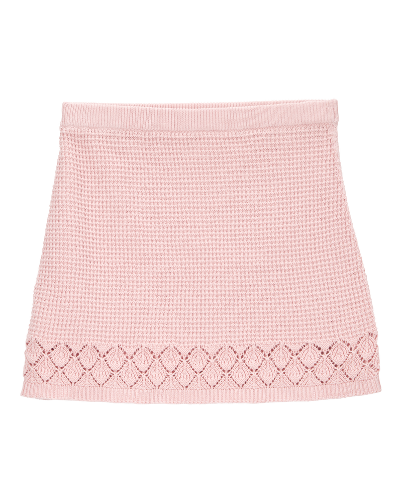 Kid Pointelle Crotchet Knit Skirt - Pink, image 1 of 4 slides