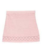Kid Pointelle Crotchet Knit Skirt - Pink, image 1 of 4 slides
