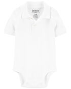 Baby White Piqué Polo Bodysuit, image 1 of 3 slides