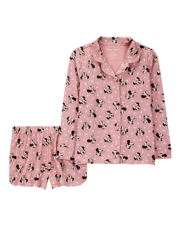 Kid Disney© Minnie Mouse Coat-Style Loose Fit 2-Piece Pajamas - Pink, 