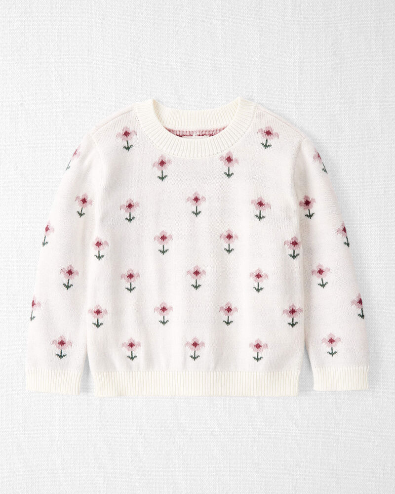 Toddler Organic Cotton Sweater Knit in Wildflower Maze Print, image 1 of 5 slides