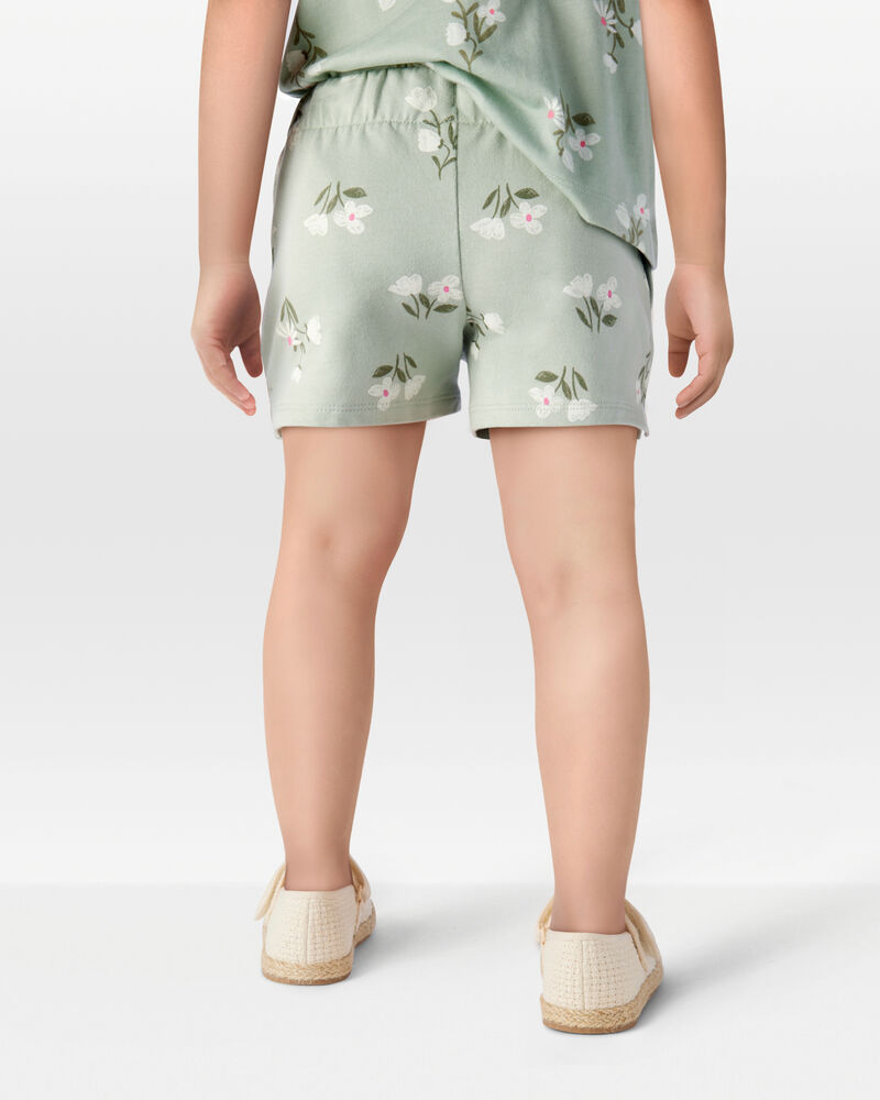 Toddler Girl Floral Pull-On French Terry Shorts - Green, image 3 of 6 slides