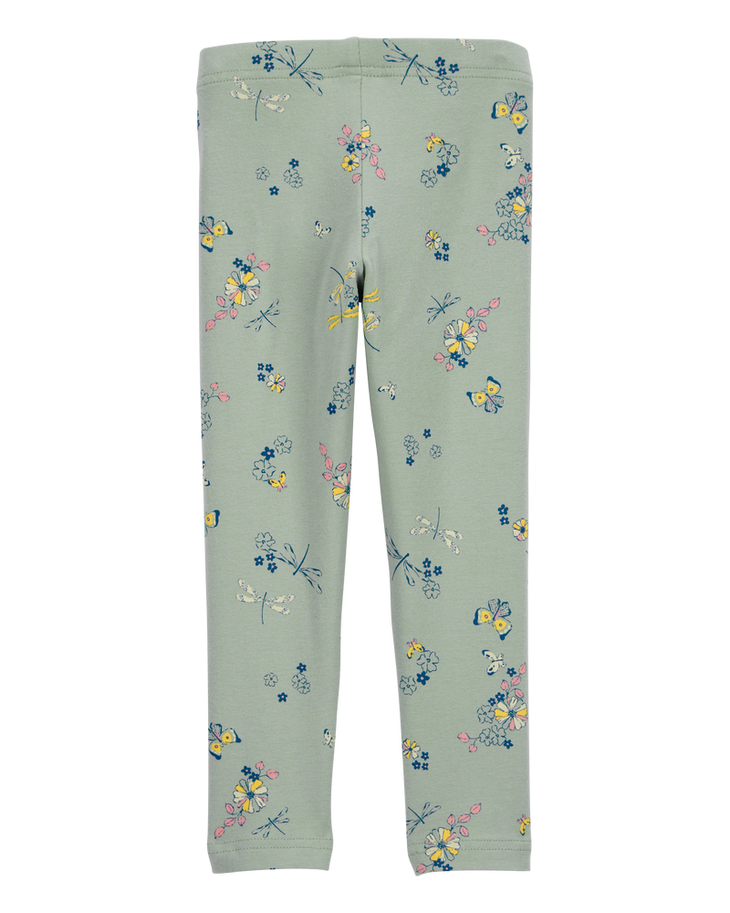 Toddler Floral Print Stretch Leggings, image 2 of 4 slides