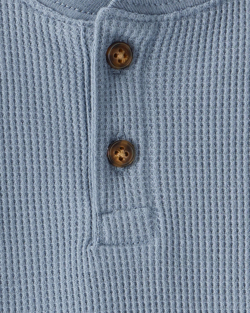 Baby Boy Long-Sleeve Henley Shirt - Blue, image 2 of 3 slides