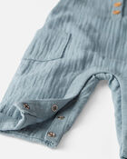 Baby Organic Cotton Gauze Overalls in Blue Creek, image 3 of 5 slides