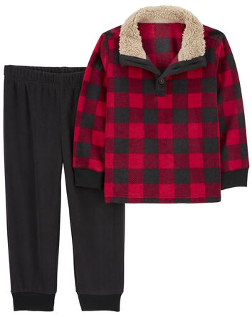 Toddler 2-Piece Buffalo Check Pullover & Fleece Pant Set, 