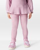 Toddler 2-Piece Waffle Knit Thermal Peplum Top & Leggings Set, image 8 of 9 slides