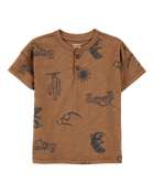 Baby 2-Piece Desert Print Henley Tee - Brown, image 1 of 3 slides