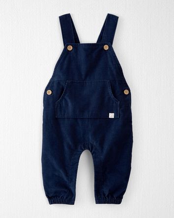 Baby Organic Cotton Cozy-Lined Corduroy Overalls in Navy, 