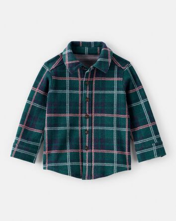 Baby Boy Plaid Button-Down Shirt - Green, 