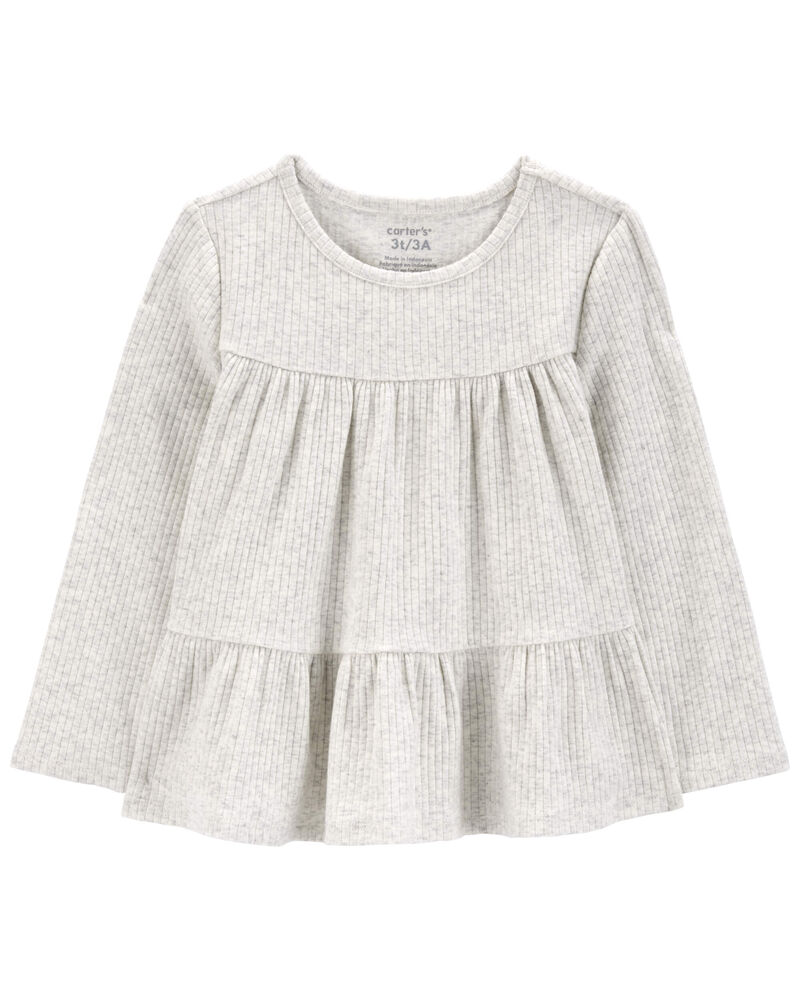 Baby Tiered Long-Sleeve Ribbed Top, image 1 of 3 slides