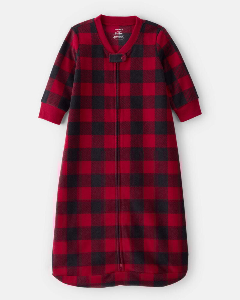 Baby Checkered Print Loose Fit Long-Sleeve Wearable Blanket, image 1 of 4 slides