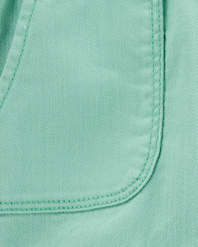 Baby Pull-On Twill Shorts - Turquoise, image 3 of 4 slides