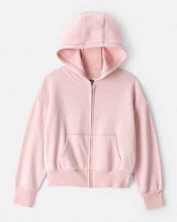 Girls Long-Sleeve Hooded Zip-Up Jacket - Pink, 