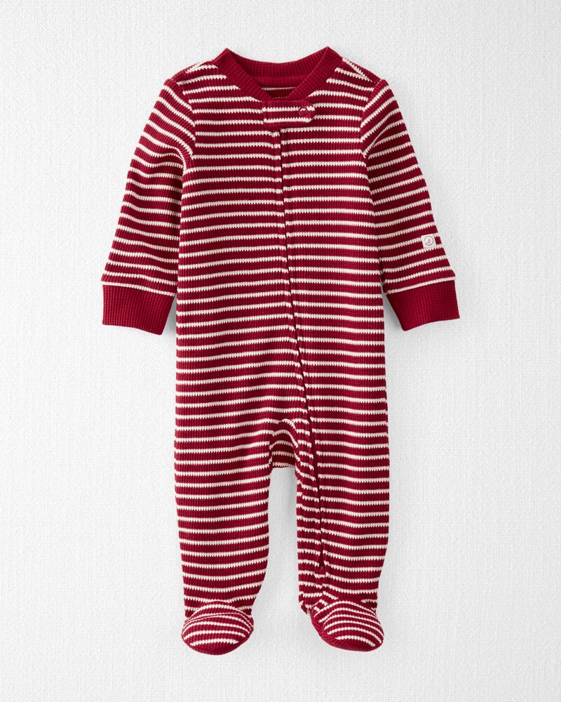 Baby Organic Cotton Waffle Knit Striped Sleep & Play Pajamas, image 1 of 4 slides
