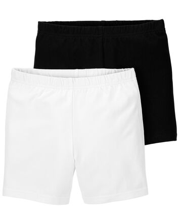Kid 2-Pack Black/White Bike Shorts, 