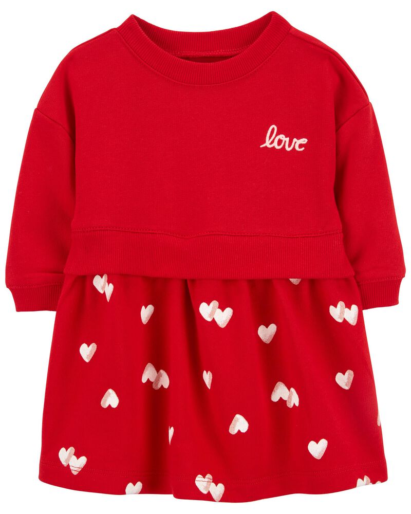 Baby Love Hearts French Terry Dress, image 1 of 4 slides