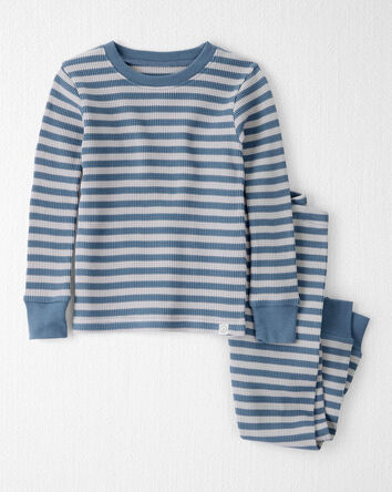 Toddler Striped Waffle Knit Pajamas Made with Organic Cotton, 