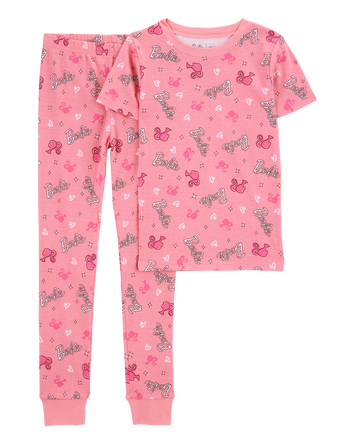Kid Barbie Snug Fit Cotton 2-Piece Pajamas - Pink, 