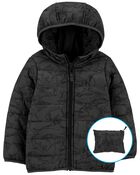 Toddler Dinosaur Packable Puffer Jacket, image 1 of 5 slides