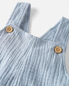 Toddler Organic Cotton Gauze Shortalls in Seal Blue, image 3 of 5 slides