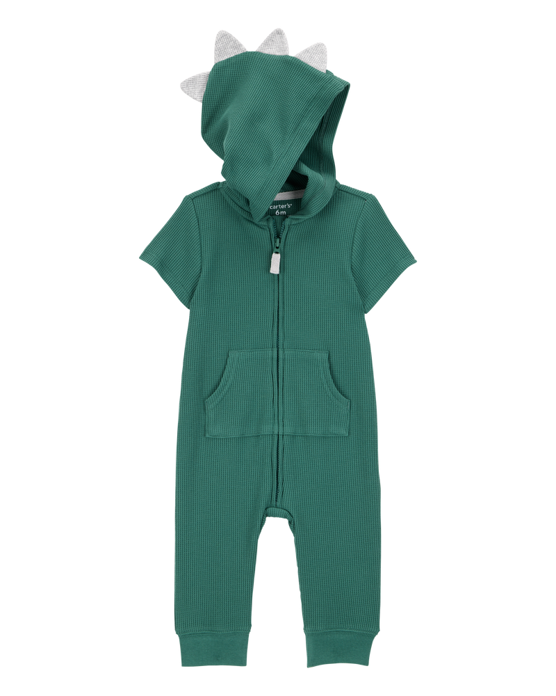 Baby Dinosaur Zip-Up Jumpsuit - Green, image 1 of 3 slides