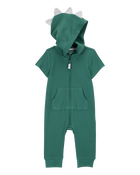 Baby Dinosaur Zip-Up Jumpsuit - Green, image 1 of 3 slides