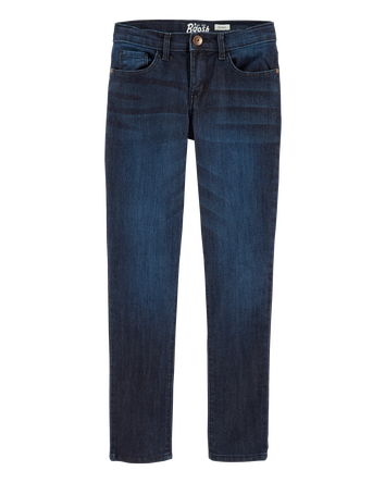 Kid Dark Blue Wash Skinny-Leg Jeans, 
