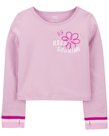 Kid Keep Growing Floral Foil Long-Sleeve Tee, 
