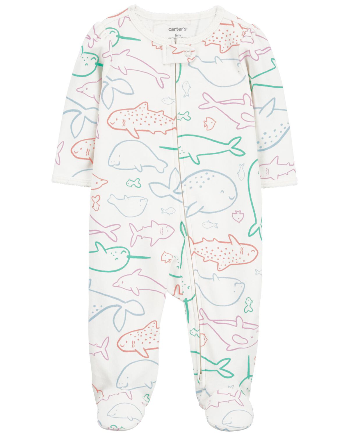 Ivory Baby Whale ZipUp Sleep & Play Pajamas
