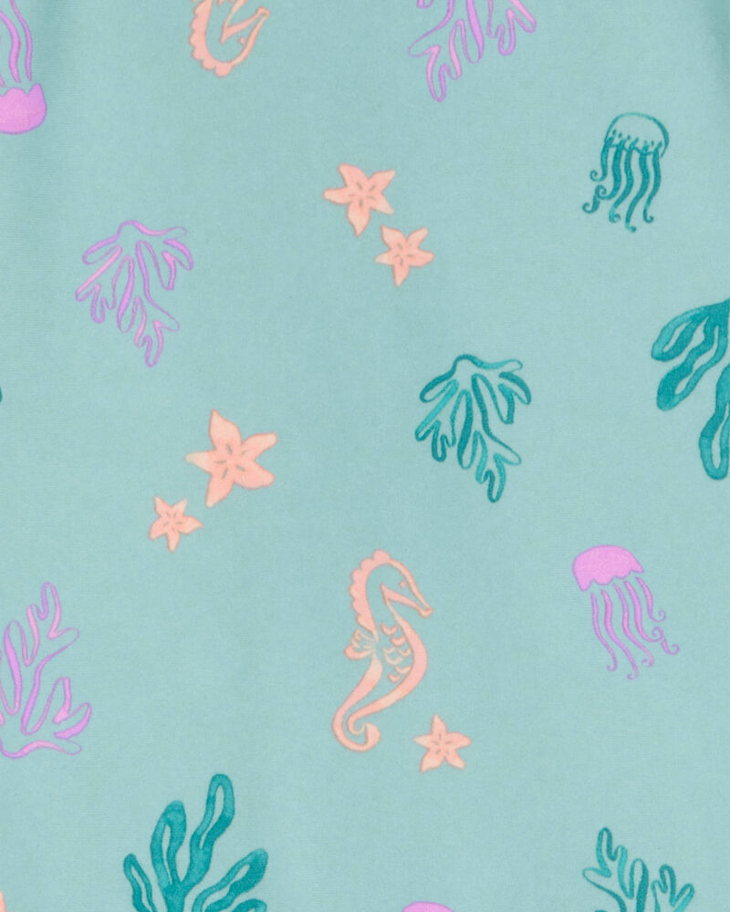 Toddler Girl 1-Piece Coral Print Rashguard, image 3 of 4 slides
