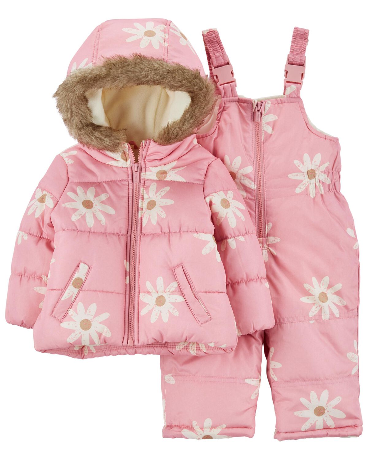 Pink Baby 2Piece Daisy Snowsuit