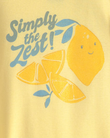 Baby Girl Lemon 100% Cotton Snug Fit 4-Piece Pajama Set - Blue/Yellow, 