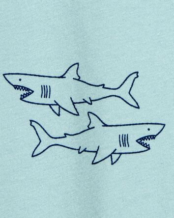 Baby Shark Print Cotton Romper, 