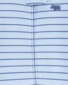 Baby Boy Rhino Striped 2-Way Zip Cotton Sleep & Play Pajamas - Blue, image 2 of 4 slides