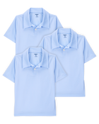 Kid 3-Pack Active Uniform Polo Shirts in Moisture Wicking BeCool™ Fabric - Blue, image 1 of 3 slides