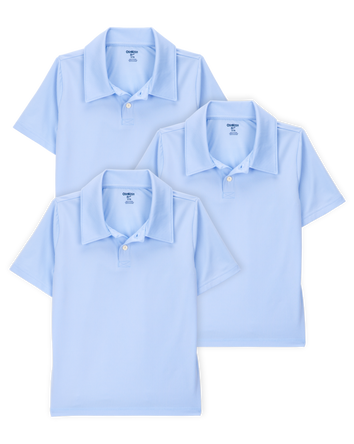 Kid 3-Pack Active Uniform Polo Shirts in Moisture Wicking BeCool™ Fabric - Blue, 