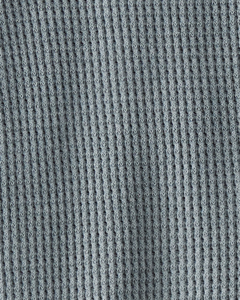 Baby Waffle Knit Sleep & Play Pajamas Made with Organic Cotton in Aqua Slate, image 2 of 4 slides