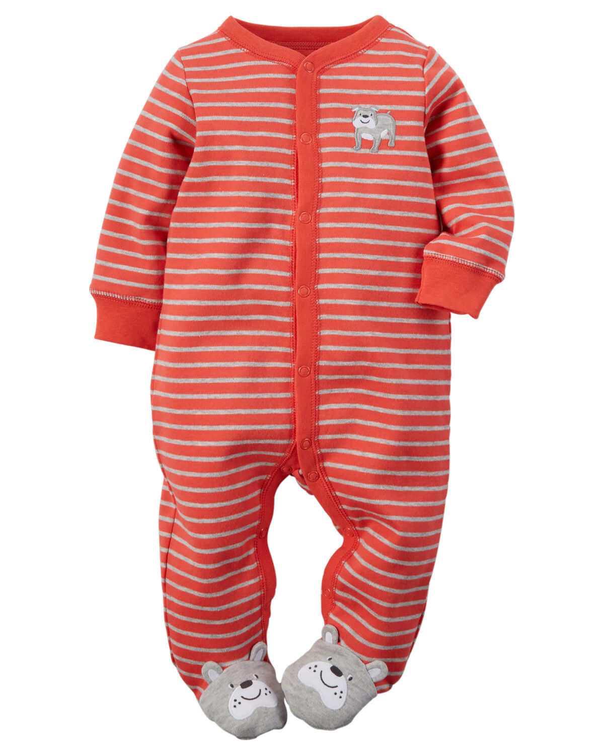 Cotton Snap-Up Sleep & Play, Red, hi-res